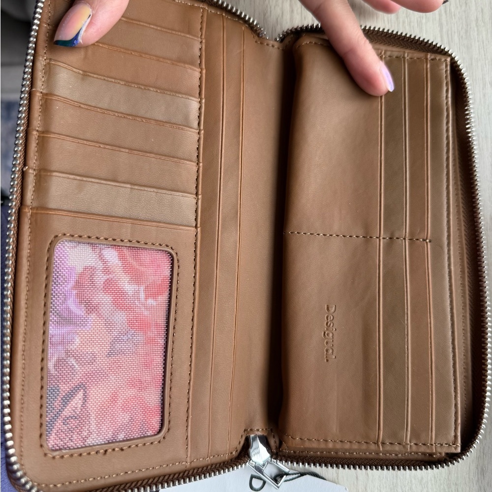 NWT Desigual Unique Vegan Suede Camel Studded Wallet Lasercut 2026 Collection - Picture 6 of 8